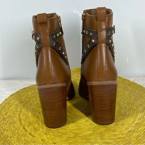 Michael Michael Kors Farrah Leather Ankle Boots in Luggage Size 8.5 - Picture 6 of 9